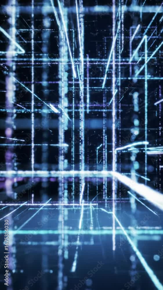 Aufkleber abstract ai neural network, glowing multi-hued data, pulsating light trails in dark virtual space, h