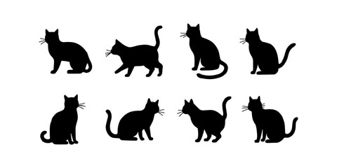 collection of cat animal silhouette illustrations