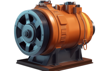 Electric motor designed for high performance with a transparent base showcasing advanced technology and detailed craftsmanship