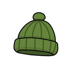 Illustration Vector Graphic Cartoon of a Green Winter Beanie Hat