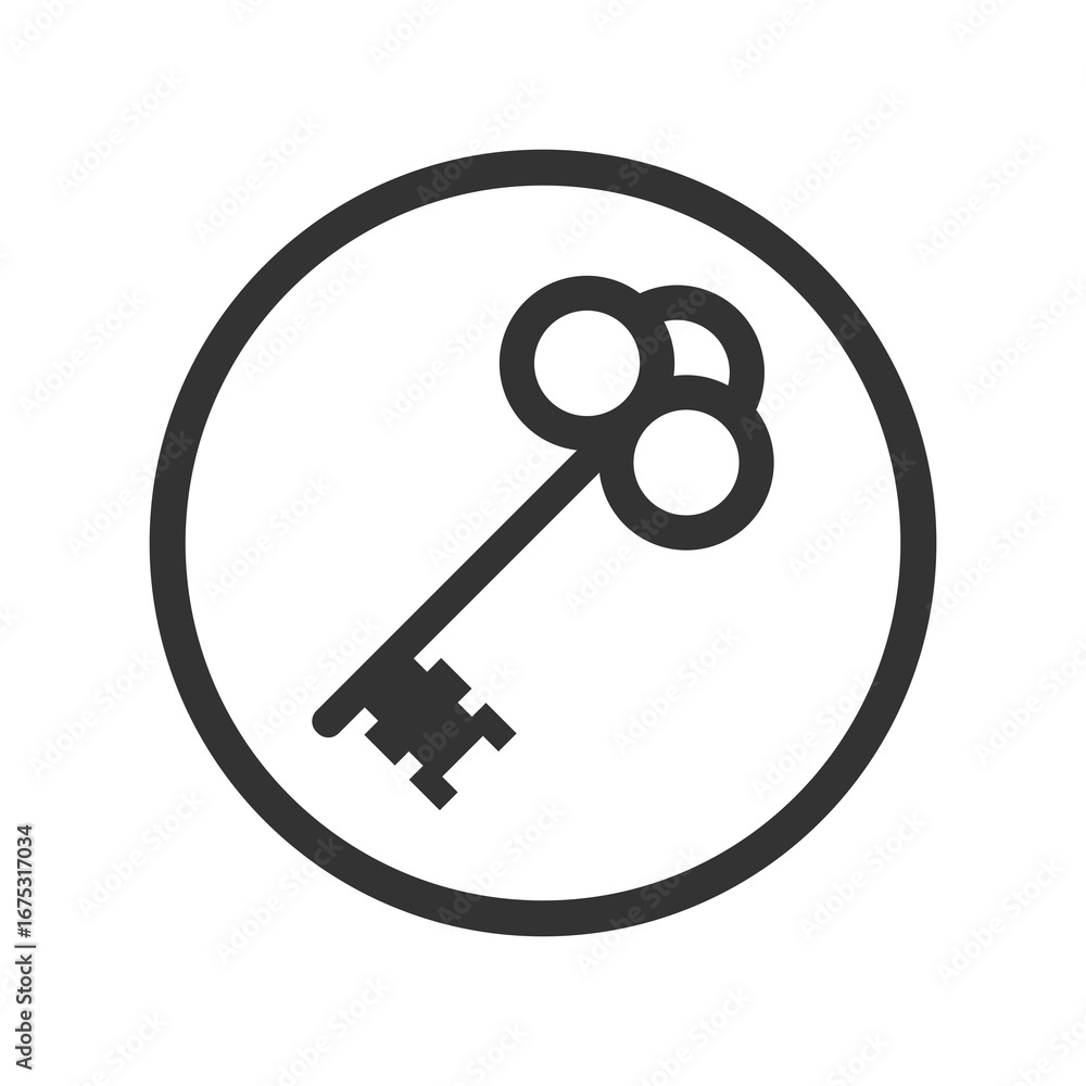 Poster old key circle icon isolated on transparent background