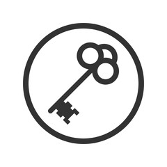 Old key circle icon isolated on transparent background