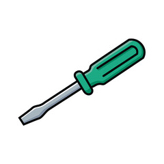 Illustration Vector Graphic Cartoon of a Green Screwdriver