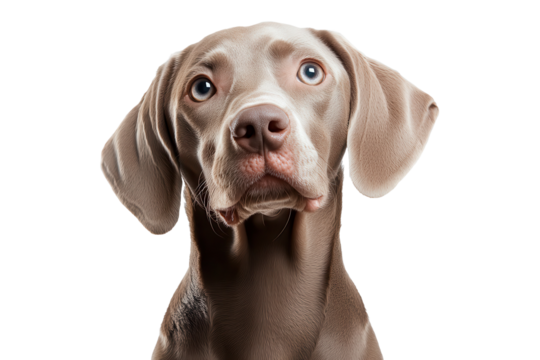 Playful dog with unique eyes enjoying a fun moment in a bright, minimalistic indoor space during afternoon playtime
