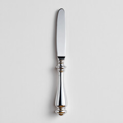 Elegant Silver Table Knife on White Background for Dining and Place Setting
