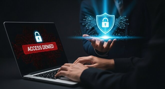 Protecting Sensitive Data Online Security Access Denied Cyber Threat Prevention