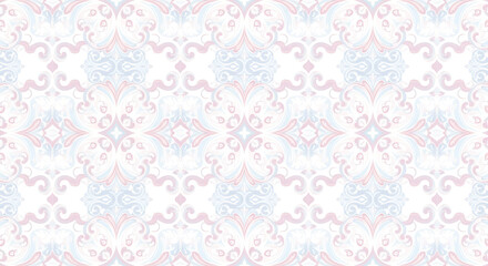 Elegant and intricate seamless pattern, with soft pastel colors that create a sophisticated design.