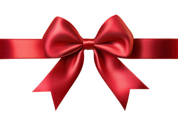 Fototapeta premium Red satin ribbon bow tied on a smooth ribbon isolated on a transparent background ideal for gift wrapping decorations and personalizing presents for various occasions