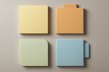 Fototapeta premium Colorful Sticky Notes in Pastel Shades on Neutral Background