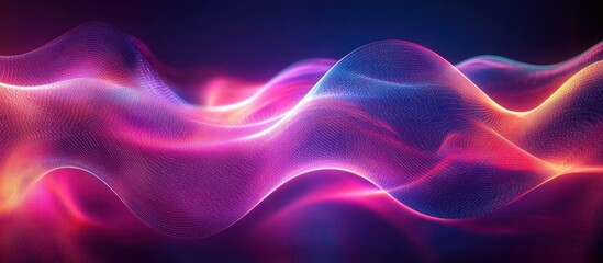 Abstract glowing wave with colorful gradient mesh and light effects creating a smooth flowing motion and dynamic energy in dark space