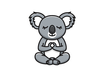 Fototapeta premium Cute cartoon koala meditating in yoga pose relaxing animal graphic peaceful creature illustration serene wildlife spirit