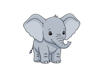 Fototapeta premium Adorable cartoon baby elephant with big ears and friendly eyes