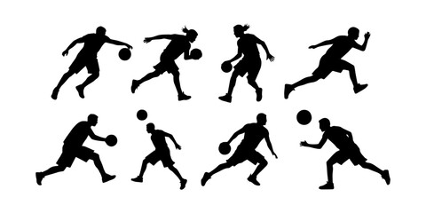 collection of basketball player silhouette illustrations
