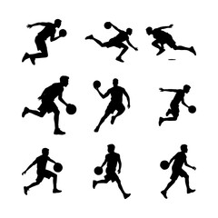 collection of basketball player silhouette illustrations