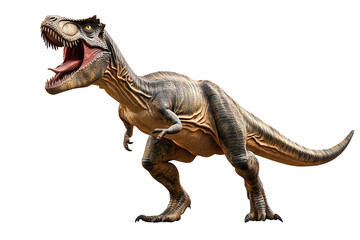 Giganotosaurus dinosaur stands roaring in a prehistoric landscape showcasing its impressive size and powerful presence amidst a vibrant backdrop