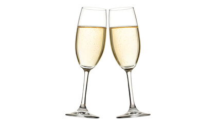 two champagne glasses toasting a festive watercolor celebration isolated on white background