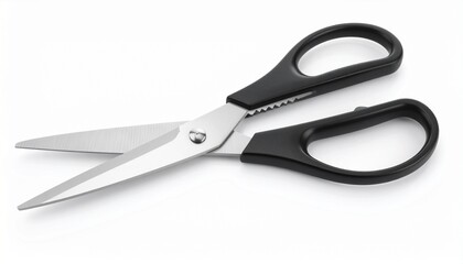 Black Handled Office Scissors on white background 