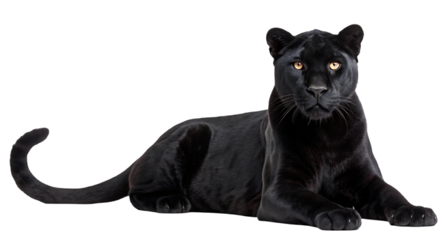 collection of black panther portrait sitting lying standing big cat animal bundle isolated on white background as transparent png isolated on white background