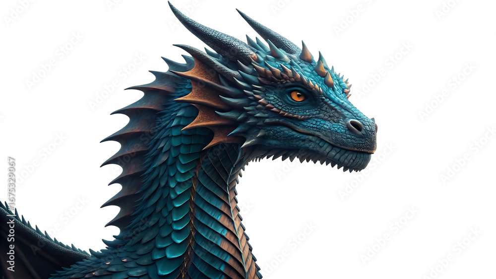 Poster phantasy dragon isolated on a transparent background generative ai isolated on white background