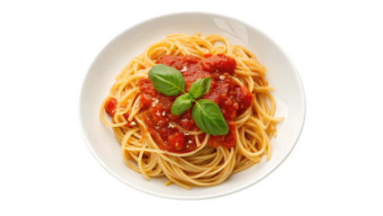 pasta al pomodoro bundle spaghetti with tomato sauce top and side view isolated on a white background isolated on white background