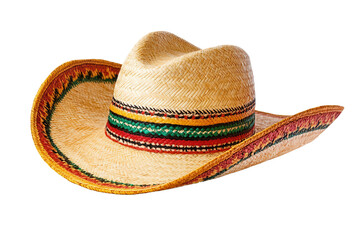 Colorful Mexican sombrero hat isolated on white background showcasing traditional craftsmanship and design elements