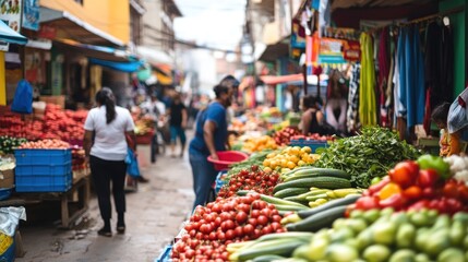 Busy market street scene
