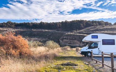 Travel with motorhome Camping in the mountains.