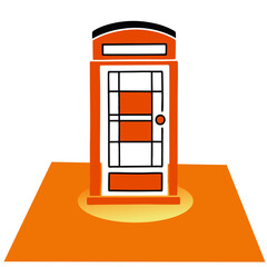 vector illustration of a red door with orange floor