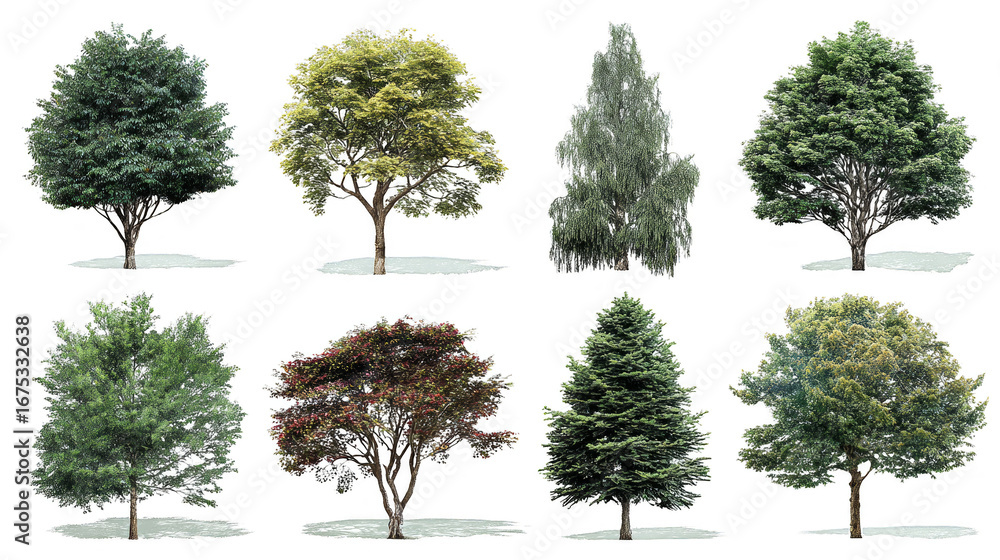 Poster a collection of trees in various sizes and shapes