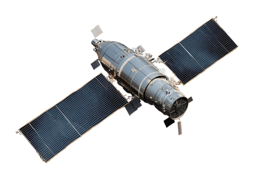 High-resolution satellite isolated on transparent background showcasing advanced technology and design for space exploration