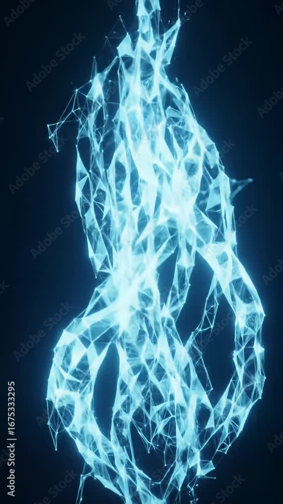 Poster sleek abstract data visualization of glowing particles evolving into a vibrant, intricate neural net