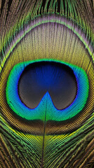 Obraz premium Intricate Peacock Feather Eye - Vibrant Iridescence and Detailed Texture in Macro Shot