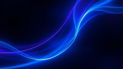 Vibrant blue and purple light trails swirling in a dark space, creating a futuristic and abstract atmosphere.