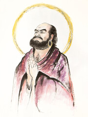 ink portrait of bodhidharma