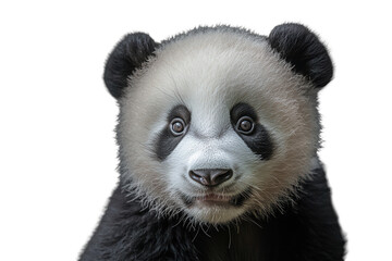 Fototapeta premium Cute baby panda cub exploring its surroundings in a low resolution against a transparent background with playful curiosity