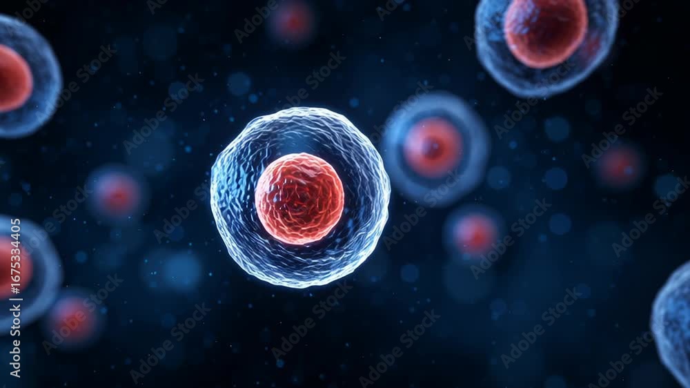 Poster dynamic visualization of hematology cells with vibrant colors and abstract background effects