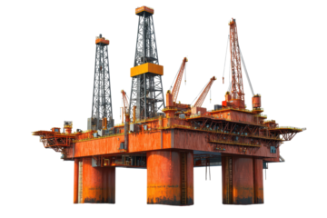 Offshore drilling platform standing isolated in water showcasing advanced extraction technology at a remote location