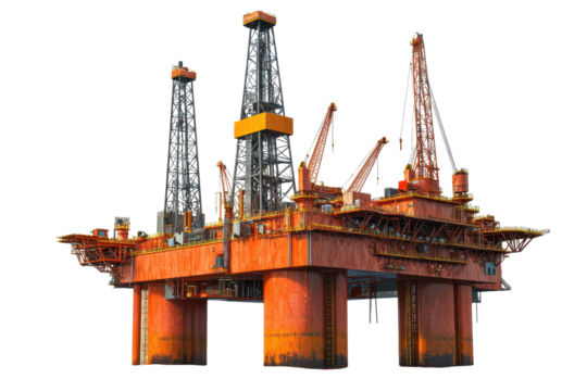 Offshore drilling platform standing isolated in water showcasing advanced extraction technology at a remote location