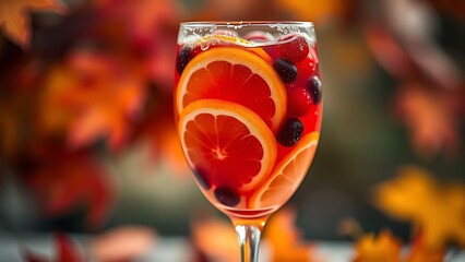 A glass of sangria with fresh citrus and berries, evoking warm Spanish National Day celebrations.