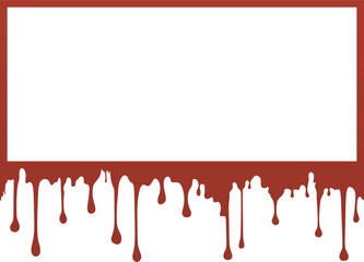 Red dripping oil stain, melt drips, ink silhouette. Bloody border frame for Halloween card