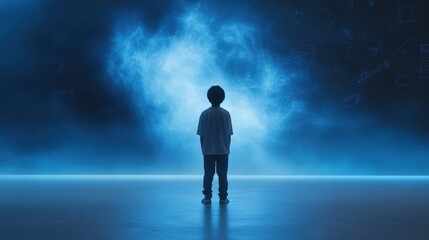 Boy faces glowing blue energy