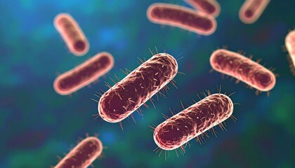 Close-up view of numerous rod-shaped bacteria