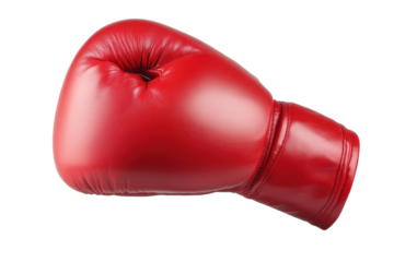 Red boxing glove isolated on a white background for sports equipment display or promotional material about boxing and fitness activities