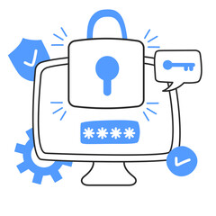 computer security hand drawn illustration