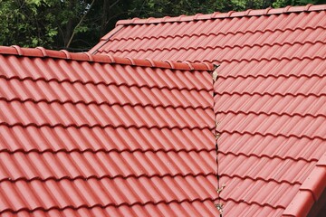 House red roof tiles pattern background