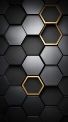 Luxury black and gold hexagon background, geometric pattern for modern design, elegant texture, abstract backdrop.