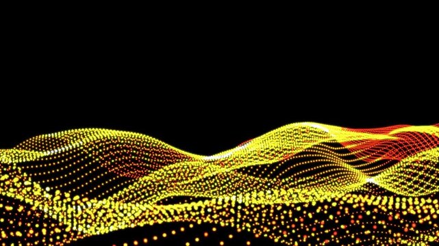Abstract yellow and orange wave vector illustration with a halftone dot pattern animation background