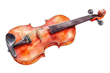 Fototapeta premium Watercolor representation of a violin with strings isolated showcasing intricate design and craftsmanship
