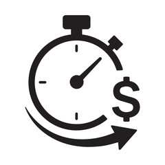 Stopwatch Efficiency Symbol Black and White Vector
