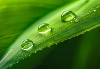 water drops on green leaf